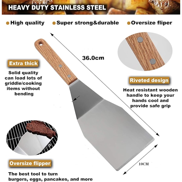 Grillverktygsset Utomhus Rostfritt Stål Camping Grillspade Järnplåt Grillspade Kombination BBQ Grillverktygsset BBQ 8-delars Set