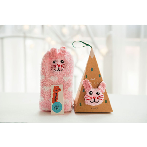 Strumpor Höst och Vinter Parstrumpor Nya Tecknade Söta Dam Julstrumpor Korallfleece Sovstrumpor Pink Cat Children