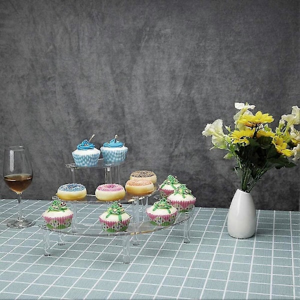 Transparent Aftagelig Akryl Kage Display Stand Til Fest Rund Cupcake Holder Bageudstyr Bryllup Bi