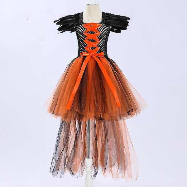 Halloween Flickor Maleficent Drottning Cosplay Kostym Klänningar Outfit Barn Maskerad Karneval Party Fancy Dress 2-9 År Black Orange 8-9 Years