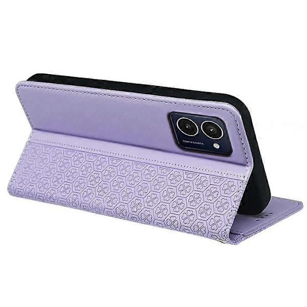 Kompatibelt för HMD Pulse / Pulse+ Fodral Plånbok Läder Telefonskal Lyckoklöver Prägling LightPurple