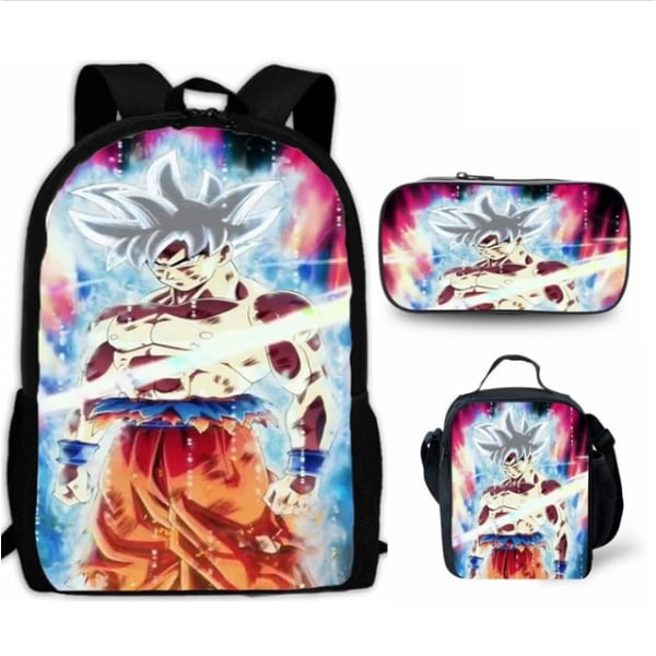 3 stk./sett 16\" Anime Dragon Ball Barn Skolegave Ryggsekk+Matboks+Pennal Orange 18 Inches