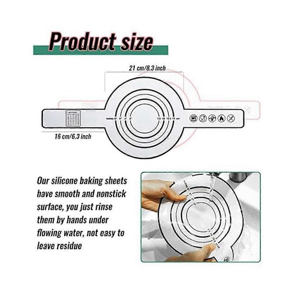 2 stk. silikonbakematte for nederlandsk ovnsbrødbaking, non-stick bakematte med langt håndtak, 21 cm, gjenbrukbare ark, rød