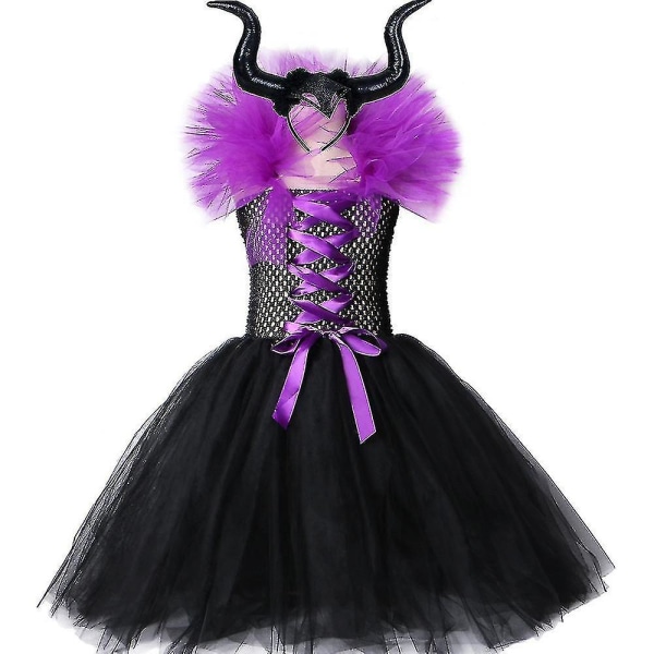 Halloweenklänning för barn Flickors Mesh Bubbelkjol Sovande Förtrollning Klänning Innehållande Hårband Set Hög Kvalitet 2-3y