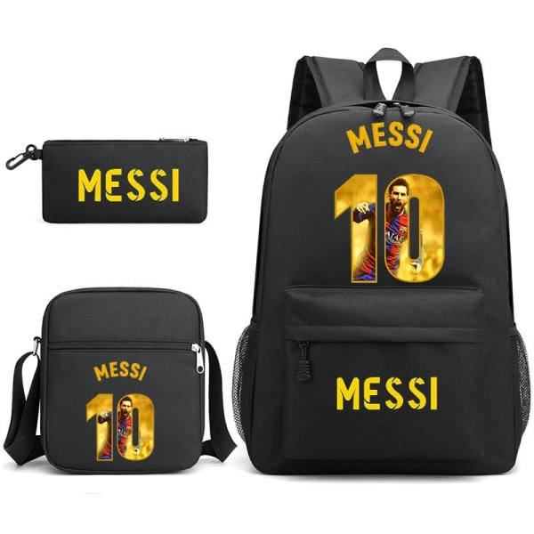 Messi Ryggsäck Canvas Pojkar Flickor Skolpresent Skolväska Light Grey