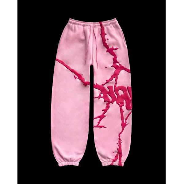 Gotisk Grå Y2k Hoodie Rosa Hoodie Män Tjej Hip Hop Oversized Sweatshirt Harajuku Punk Streetwear Lös Casual Y2k Kostym Sudadera Pink Pants S