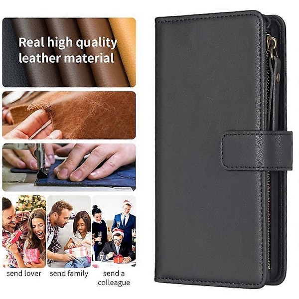 BF Style-19 Kompatibelt För Oppo A74 / A93 / A54 5G Ficka med Dragkedja PU Läder Telefonfodral Plånbok Ställ Skydd Black