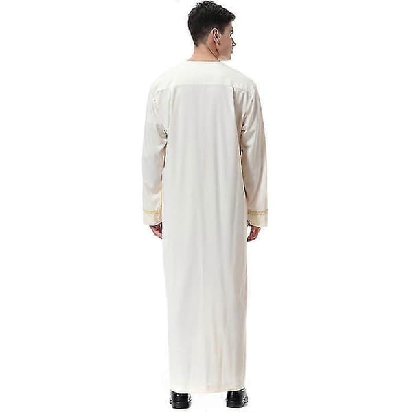 Män Muslimsk Saudiarabisk Kaftan Dubai Tunika Beige M