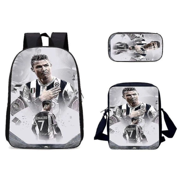 3 kpl/setti Cristiano Ronaldo Reppu Oxford Olkalaukku Koululaukku Penaalilla ja Olkalaukulla