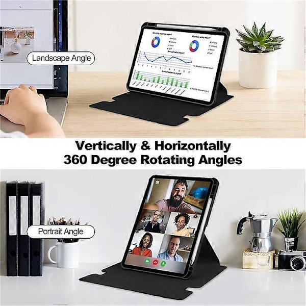 Kompatibelt Skal för iPad Pro 11 (2024) Läder+Akryl Ställ Tablet Cover med Bluetooth Tangentbord Black