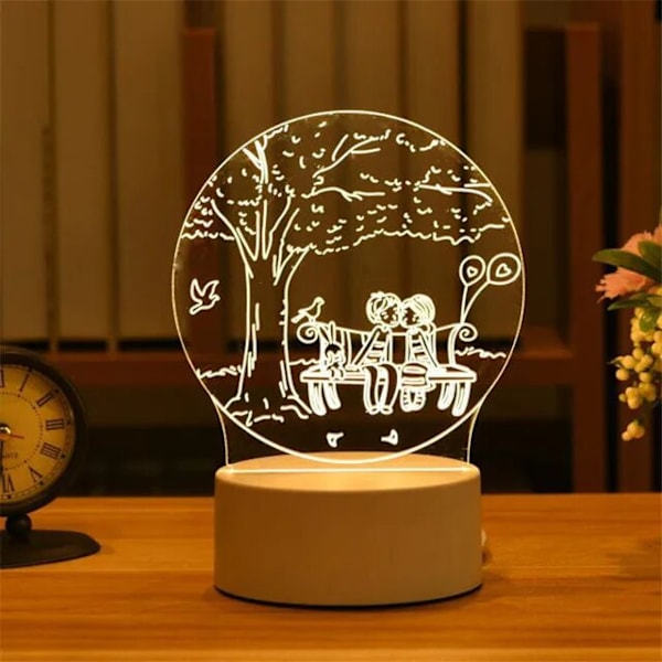 Romantisk Kjærlighet 3D Akryl LED Lampe for Hjem Barnas Nattlys Bordlampe Julebord Dekor Valentinsdag Nattbordslampe changyi