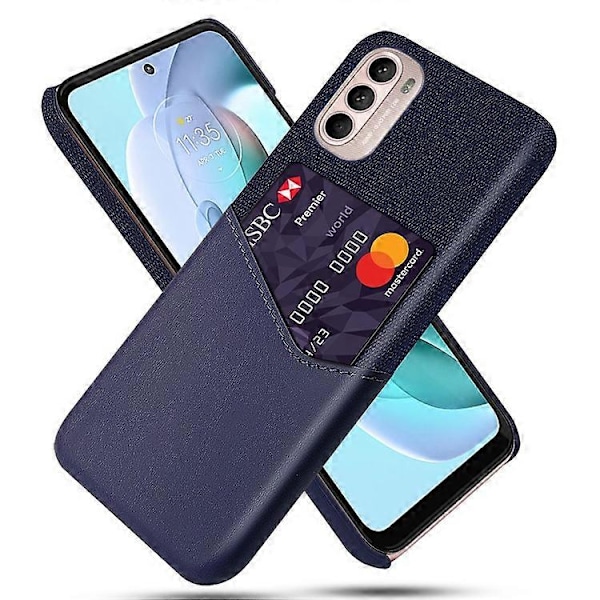 Kortholder Design Stof + PC + PU Læder Bagcover Stødsikkert Etui Kompatibelt til Motorola Moto G31 / G41 Blue