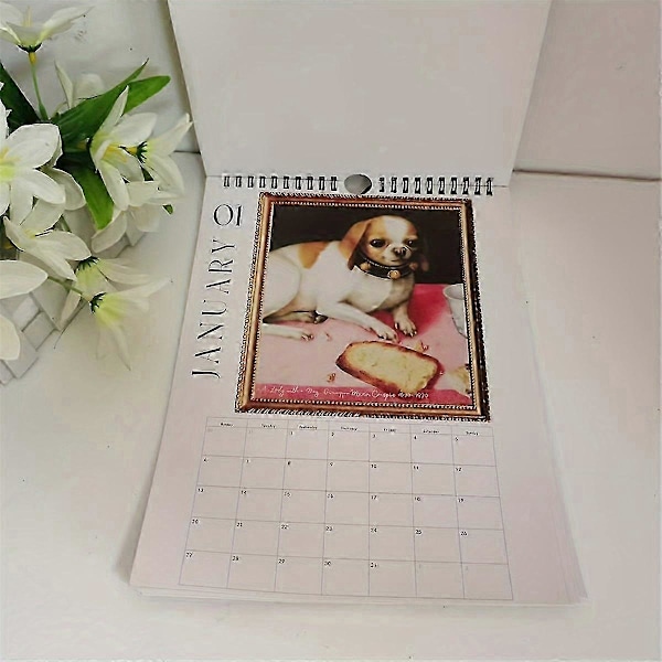 Renaissance Kalender, 2025 Vægkalender Kunst - Speciel Tyk Robust Grim Hund Vægkalender til Organisering