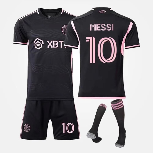 Fotbollskläder för barn 3-13 år, set Messi Ronaldo NO.10/7 träningskläder Black with socks 6-7T 20