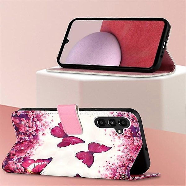 Kompatibel med Samsung Galaxy A14 5G YB Mönstertryck Läderserie-2 3D Mönstertryck PU Läderfodral Plånboksställ Stötsäker