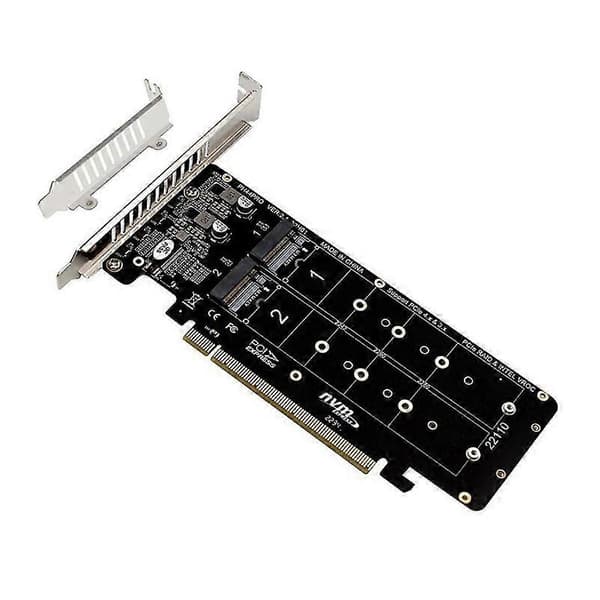 PCIE 4.0 Dual-Disk PCIeX16 till M.2 M-Key NVME SSD-expansionskort, stöder 4 NVMe M.2 M Key 2280 SSD