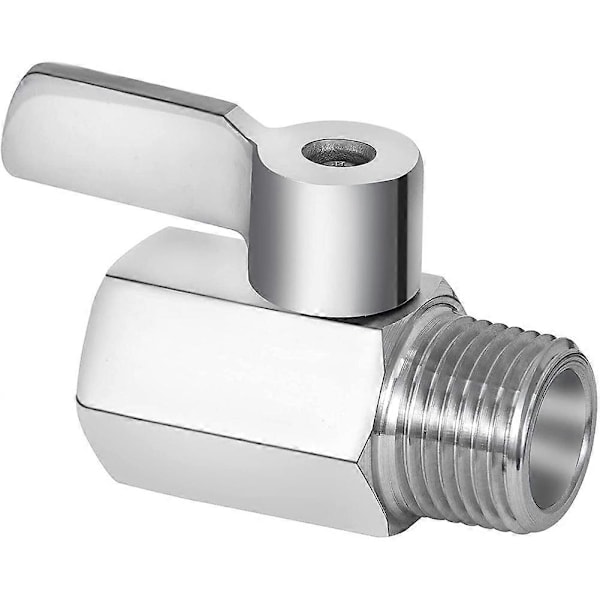 Avstängningsventil för Duschmunstycke, 304 Rostfritt Stål Mini Kulventil NPT-gänga (1/2 tum Hane x 1/2 tum H