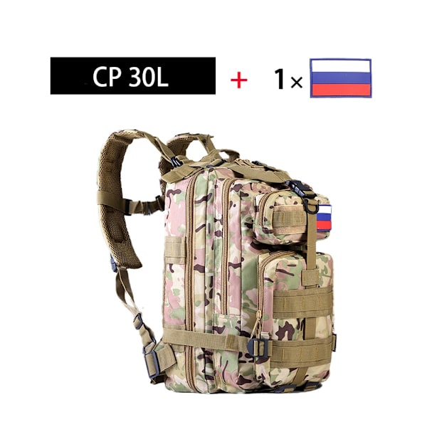Taktisk Ryggsäck Nylon Militär Ryggsäck Vattentät Camping Jakt Fiske Vandringspack CP (30L)