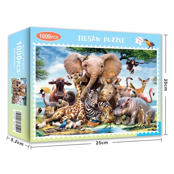 Puslespill for 1000 brikker Papirpuslespill Pedagogisk Intellektuell Dekompresjon DIY Puslespill Leker Gave Elephant