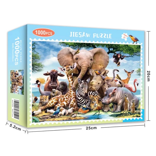 Pussel för 1000 bitar Papperspussel Pedagogisk Intellektuell Dekomprimering DIY Pusselspel Leksaker Present Elephant