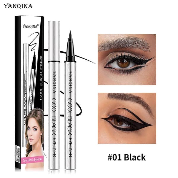 YANQINA Vandfast Eyeliner Pen - Hurtigtørrende Sort Flydende Liner til Øjne BLACK