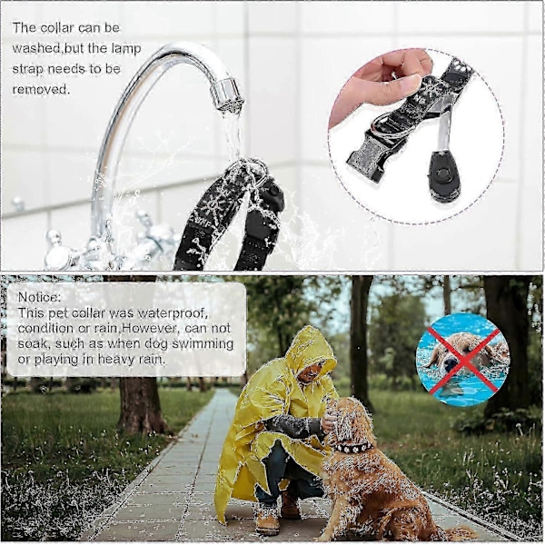 LED-valopanta koirille, ladattava ja vedenpitävä koiran panta, säädettävä panta 7 valaistustilalla (Värikäs-S)