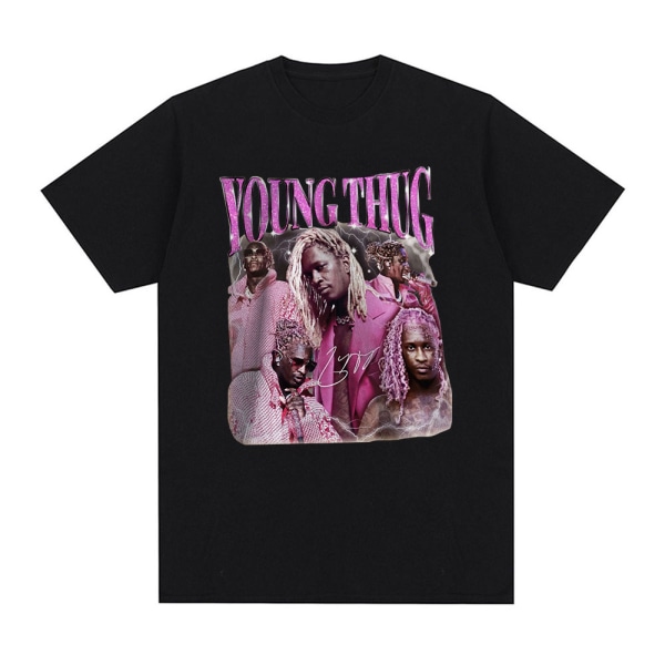 Rapper Young Thug Grafik T-shirt Mænd Kvinder Mode Hip Hop Vintage T-shirt Q05930 Black L