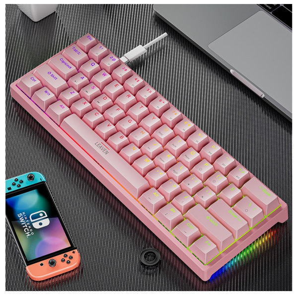 K620 Mini Gaming Mekanisk Keyboard 61 Taster RGB Hot Swap Type-C Wired Gaming Keyboard pink Red Switch
