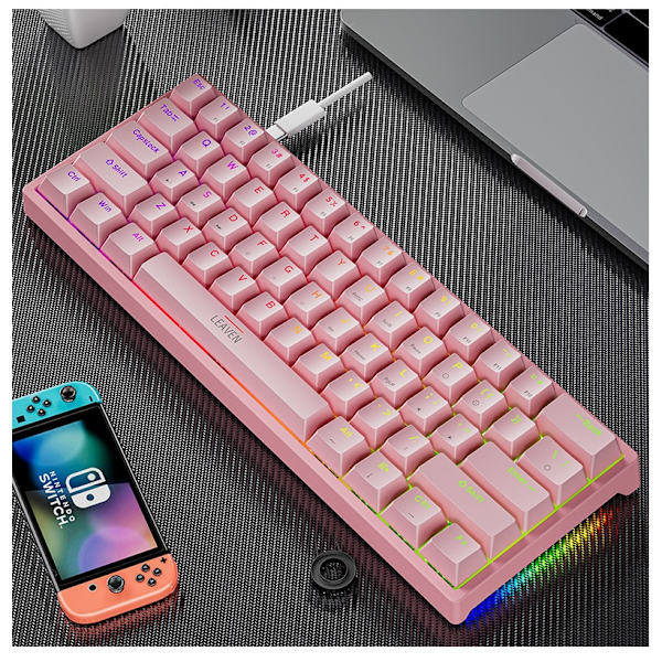 K620 Mini Gaming Mekanisk Tastatur 61 Taster RGB Hot Swap Type-C Kablet Gaming Tastatur pink Red Switch