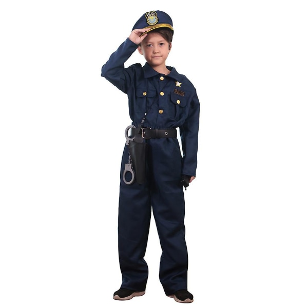 Politi-cosplay for barn, kostymer for barnas teater, Halloween, utkledningsfest 10-12y