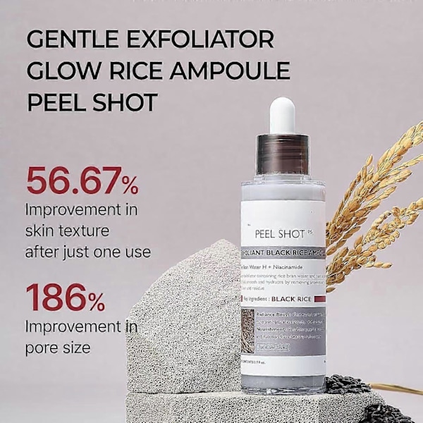 Peel Shot Glow Rice Ampoule Duo Hvide ris ampul + Sorte ris ampul Blød eksfolierende ansigts- og kropsscrub Døde hudceller, hudormefjerner til alle