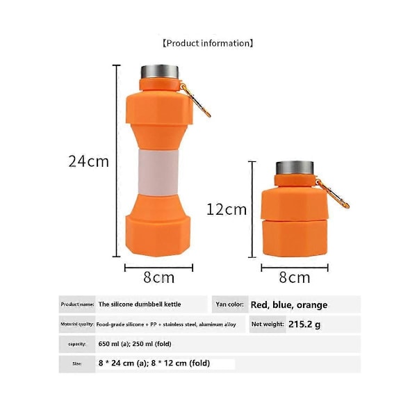 650 ml Silikon Hantelformad Vattenflaska Utomhus Fitness Cykling Vattenflaska Vikt Stark Vattendricka