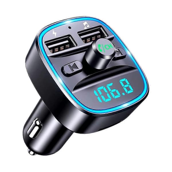FM-sender til bil - Bluetooth 5.0 radioadapter med dobbelte USB-porte og LED-display