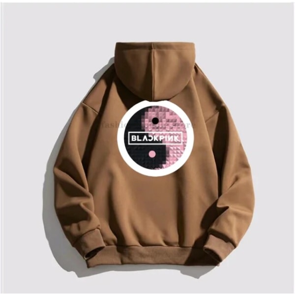 Svart ROSA hettegenser Herre Dame Bomullsgenser Trykk Tai Chi Tide Brand Hette Blomst Korea Streetwear Fleece Uformelle løse klær 8 L