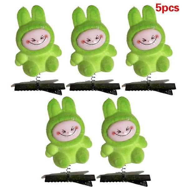 5 stk. Nye Hårklemmer 3D Labubu Spring Hårklemmer Tegneserie Plys Hårnåle DIY Andenæbsklemme Hovedbeklædning Børns Hårtilbehør A4