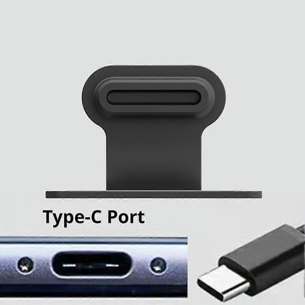 Silikone støvprop til Type C og iOS - Ultra slank Black Type C