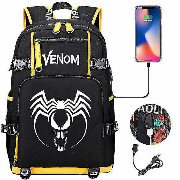 Venom Fashion Tryckt Usb Ungdoms Skolväska (2-117) Color-16