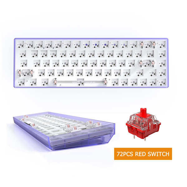 TESTER68 Trådløst Bluetooth-tastatur Hot Swap Mekanisk Tastatursett Gamere 2.4G DIY For 3/5 Pin Bryterakselbase 68 Taster Gold