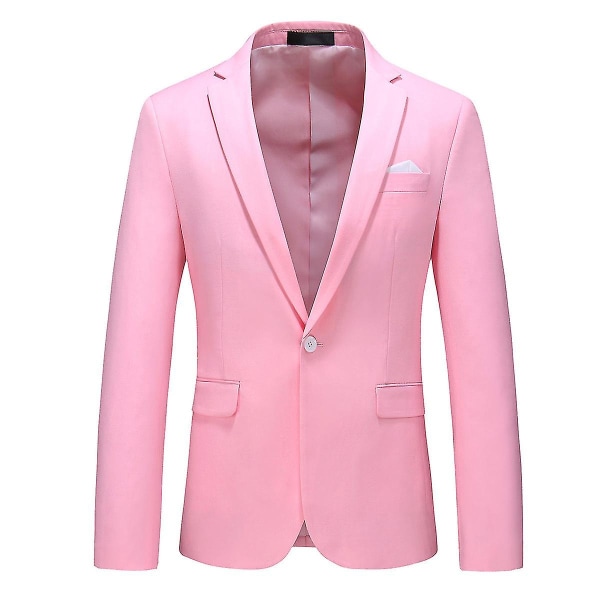 Slim Fit Business Casual Blazerjacka med en knapp för män Pink 2 S