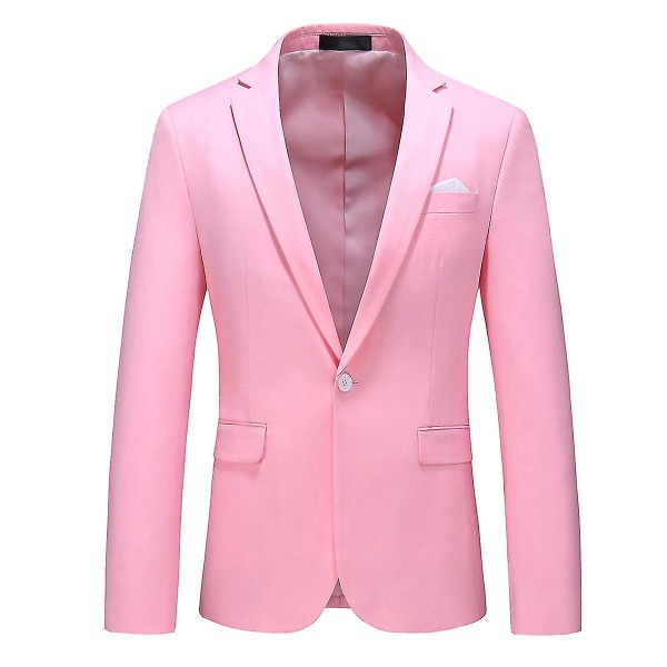 Slim Fit Kavaj för Män, Business Casual, En Knapp Pink 2 M