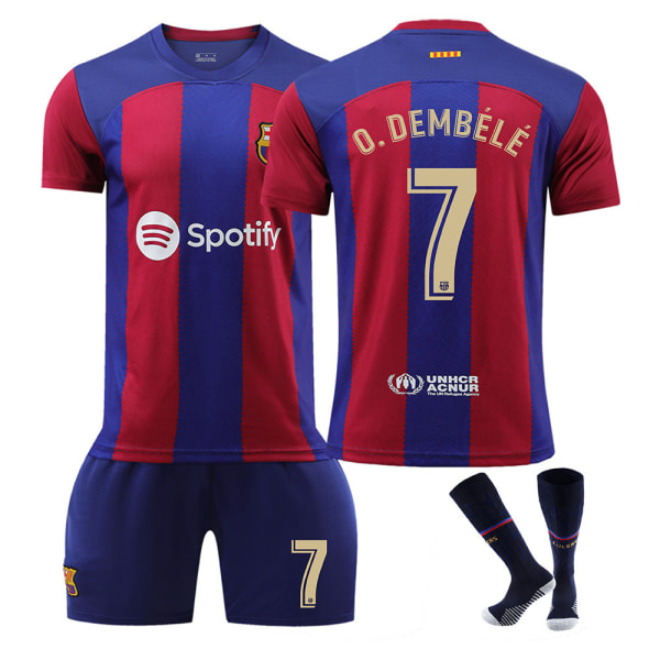 23-24 Barcelonan kotipaita Ousmane Dembele nro 7 (sukilla) Ousmane Dembele No. 7 with socks XL