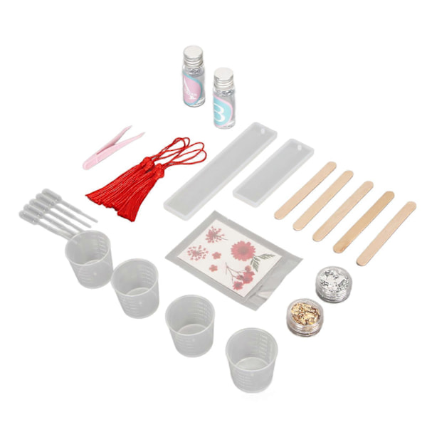 Bokmärkesformar i Resin Set DIY Högtransparent Förtjockad Luktfri Resin Silikonform Set för Bokmärkestillverkning Röd