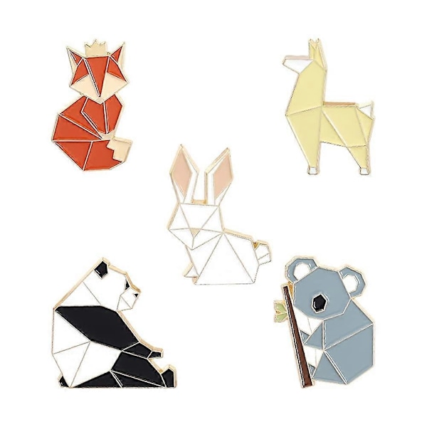 5 st Djur Emalj Pins Set Tecknad Räv Panda Koala Alpaca Kanin Slagstift Broscher Märken för Ba