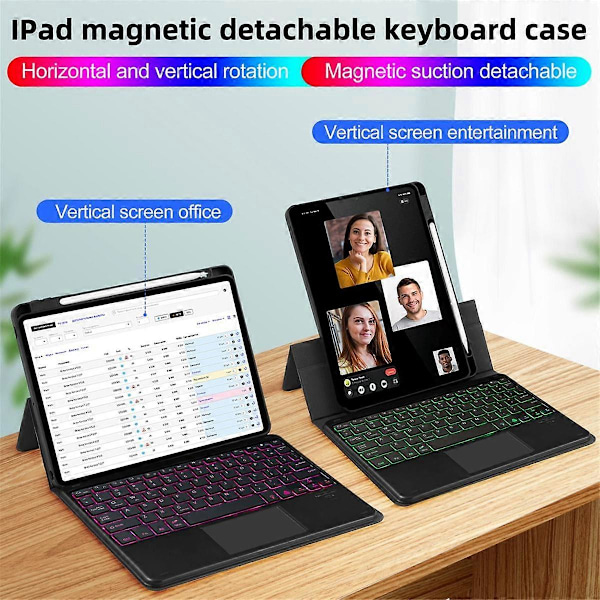 Bluetooth-tangentbord för 10,9-tums magnetisk separation Sekunders Tangentbord Pro10 Horisontell Vertikal Skärm