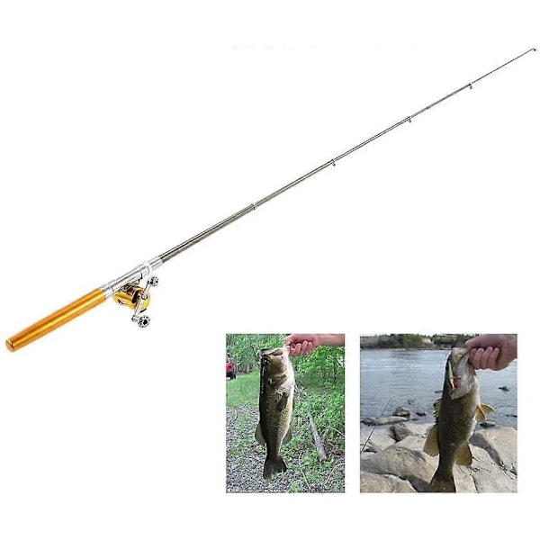 Pennfiskespö Rulle Combo Set Teleskopiskt Fickfiskespö + Rulle Aluminiumlegering Fiskelina Mjuka Beten