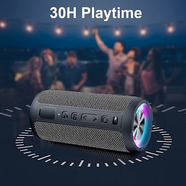 Kannettava langaton Bluetooth-kaiutin. Led-valo, Ipx7 30h toistoaika, enemmän äänenvoimakkuutta ja tehostettu basso, kestävä