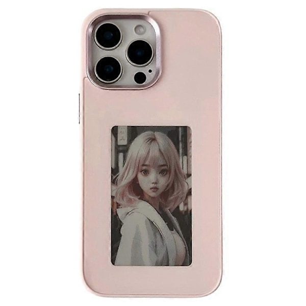 Kompatibelt för iPhone 16 Pro Max E Ink-mobilskal med 4-färgsskärm, DIY Trådlös NFC-fotovisning Pink
