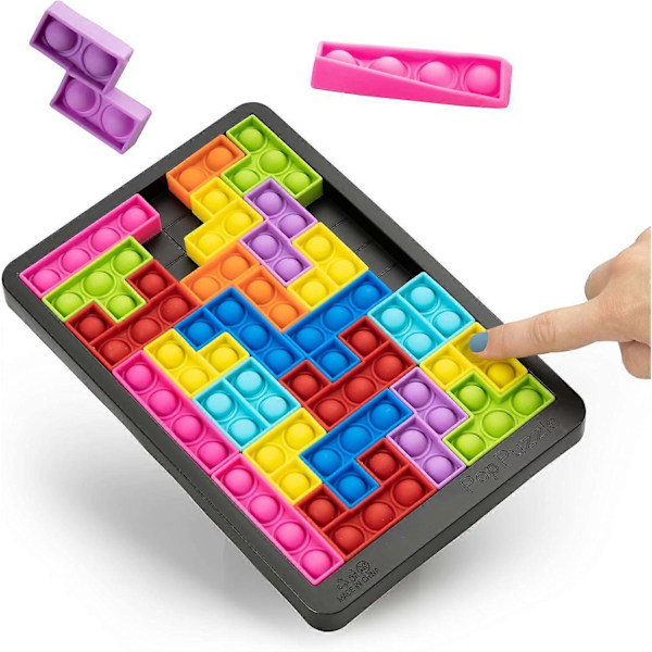 Power Your Fun Pop Puzzle Popper Fidget -peli - 27-osainen palapeli Pop Push It Bubble Sensory Fidget -lelut stressin lievitykseen, silikonipeli
