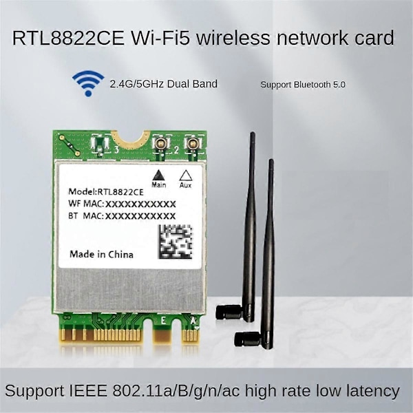 RTL8822CE Trådløst Nettverkskort Dual-Band 2.4G/5G M.2 A/E Key WiFi-kort Bluetooth 5.0 Støtte for Laptop