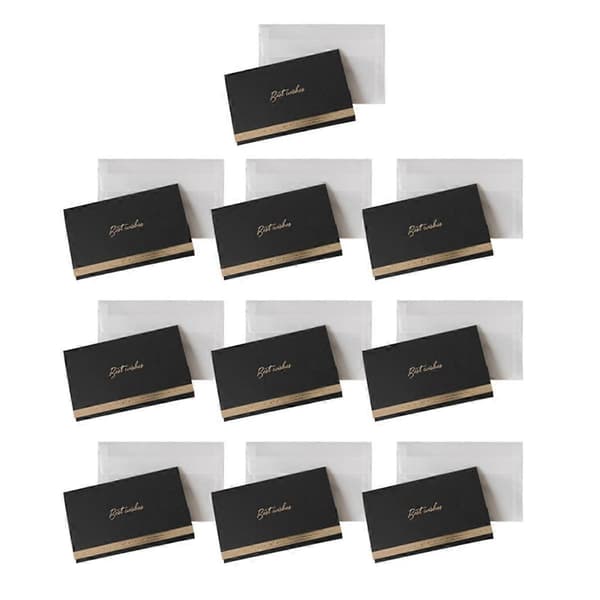 10-pack bröllopskort med kuvert, guldfoliedesign, lyckönskningar, marinblå